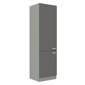 AVERNA, skříňka vysoká na vestavnou lednici 60 LO-210 2F, korpus: platinově šedá, dvířka: šedý lesk obraz