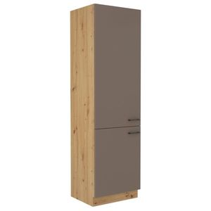 ARCENIO, skříňka vysoká na vestavnou lednici 60 LO-210 2F, korpus: dub artisan, dvířka: lanýžově šed obraz