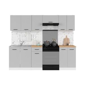 Kuchyně JAMISON 180/240 cm bez pracovní desky, bílá/světle šedý lesk obraz