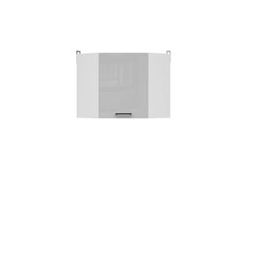 JAMISON, skříňka horní rohová, bílá/světle šedý lesk obraz