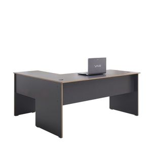 Rohový kancelářský stůl CORNO, antracit/dub obraz