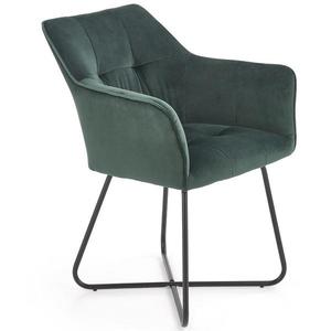 Židle K377 látka velvet/kov tmavě zelená obraz