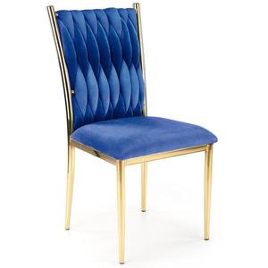 Židle K436 látka velvet/chrom tmavě modrá/zlatá obraz
