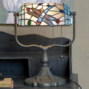 Clayre&Eef Bankéřská lampa Dragonfly v Tiffany stylu obraz