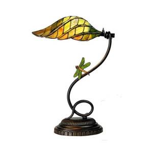 Clayre&Eef Leaf - vkusná stolní lampa Tiffany styl obraz
