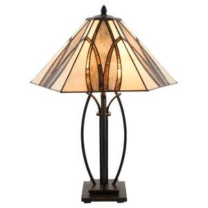 Clayre&Eef Stolní lampa 5913 s hnědým skleněným stínidlem obraz
