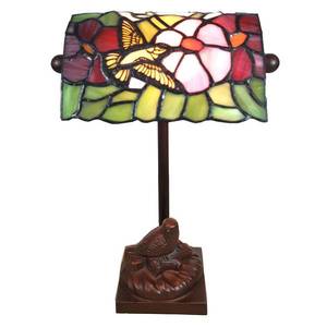 Clayre&Eef Stolní lampa 6008, styl Tiffany ptačí motiv obraz
