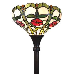 Clayre&Eef Stojací lampa 6025 skleněné stínidlo styl Tiffany obraz