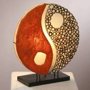 Woru Stolní lampa Ying Yang na dřevěné noze 33 cm obraz