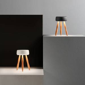 OleV OLEV Drum designová stolní lampa aku dřevo/černá obraz