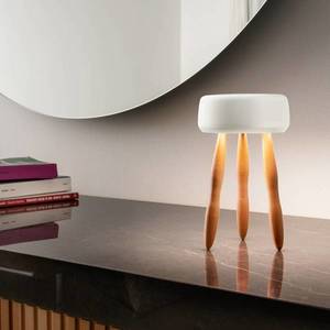 OleV OLEV Drum designová stolní lampa aku dřevo/bílá obraz