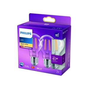 Philips Philips LED žárovka E27 4, 3W 2700K filament 2 ks obraz