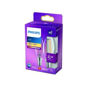 Philips Philips LED svíčka filament E14 4, 3W 2 700K 2ks obraz