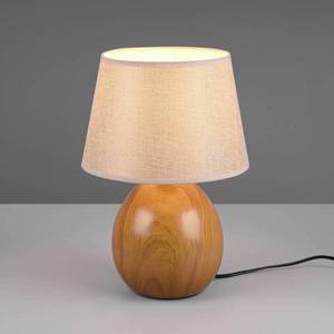 Reality Leuchten Stolní lampa Loxur výška 35cm béžová/vzhled dřevo obraz
