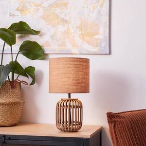 Brilliant Stolní lampa Woodrow z bambusu, látkové stínidlo obraz