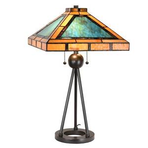Clayre&Eef Stolní lampa 5LL-6164, design Tiffany zelená/hnědá obraz