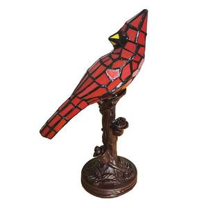 Clayre&Eef Stolní lampa 5LL-6102R pták, červená, styl Tiffany obraz