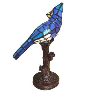 Clayre&Eef Stolní lampa 5LL-6102BL pták, modrá styl Tiffany obraz