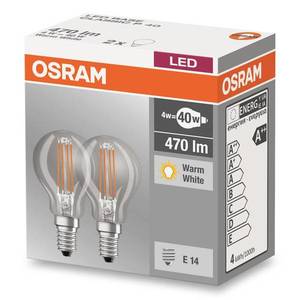 OSRAM E14 4W 827 LED žárovka - kapka, sada 2ks obraz