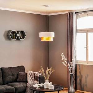 Maco Design Závěsná lampa Dorina, krémová/zlatá Ø 40 cm obraz