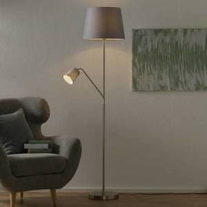 FISCHER & HONSEL Textilní stojací lampa Layer, čtecí světlo, šedá obraz