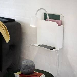 Nordlux Nástěnné světlo Roomi s policí a USB, bílá obraz
