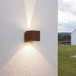 Lucande Hnědé LED venkovní nástěnné svítidlo Jarno, kostka obraz
