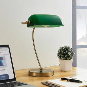 Lindby Selea - Bankéřská lampička se zeleným stínítkem obraz