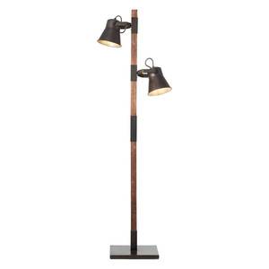 Brilliant Stojací lampa Plow se 2 spoty, černá, dřevo tmavé obraz