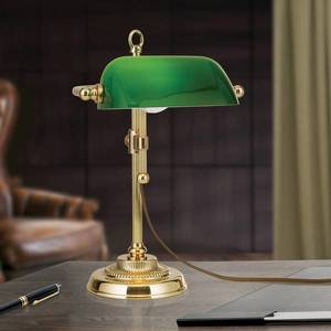 Orion Stolní lampa Banker, mosaz/zelená, výška 32 cm obraz