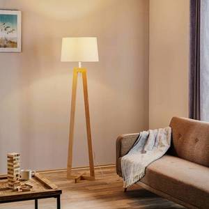 Aluminor Stojací lampa Sacha LS ze dřeva a textilu, bílá obraz