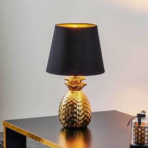 Reality Leuchten Keramická stolní lampa Pineapple zlatočerná obraz