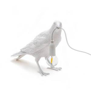 SELETTI LED deko stolní lampa Bird Lamp, čekající, bílá obraz