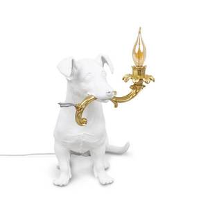 SELETTI LED deko stolní lampa Rio, pes v bílé barvě obraz