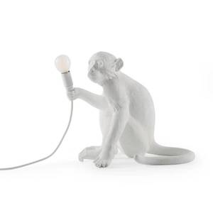 SELETTI LED deko stolní lampa Monkey Lamp, bílá, sedící obraz