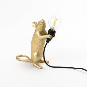 SELETTI LED deko stolní lampa Mouse Lamp USB stojící zlatá obraz