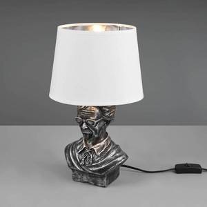 Reality Leuchten Stolní lampa Albert ve tvaru bysty, stříbrná/bílá obraz