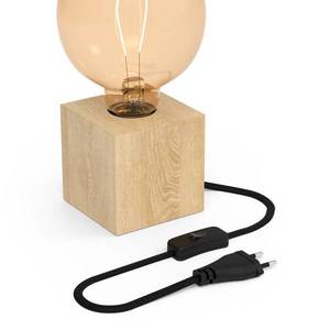 Calex Calex stolní lampa tvar krychle s dřevěnou dýhou obraz