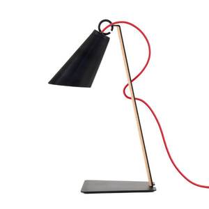 Domus Stolní lampa Pit, dub, černá, kabel červená obraz