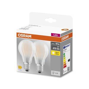 OSRAM LED žárovka E27 4W 827 Classic A GLFR matná 2 ks obraz