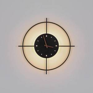 Globo LED nástěnné světlo Sussy s hodinami, černá, Ø50cm obraz
