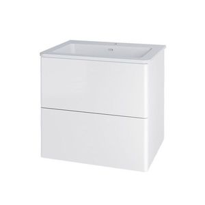 MEREO Siena, koupelnová skříňka s umyvadlem z litého mramoru 61 cm, bílá lesk CN410M obraz