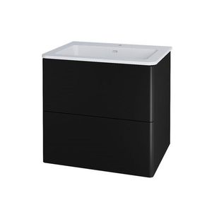 MEREO Siena, koupelnová skříňka s umyvadlem z litého mramoru 61 cm, černá mat CN440M obraz