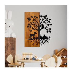 Nástěnná dekorace 46x58 cm strom dřevo/kov obraz