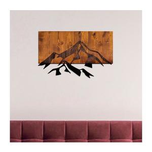 Nástěnná dekorace 58x36 cm hory dřevo/kov obraz