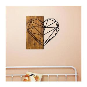 Nástěnná dekorace 58x58 cm srdce dřevo/kov obraz