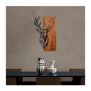 Nástěnná dekorace 36x58 cm jelen dřevo/kov obraz