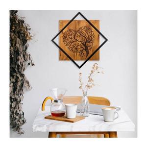 Nástěnná dekorace 54x54 cm strom dřevo/kov obraz