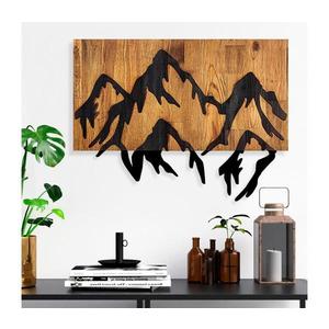 Nástěnná dekorace 58x44 cm hory dřevo/kov obraz