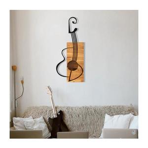 Nástěnná dekorace 39x93 cm kytara dřevo/kov obraz